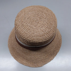 Catarzi donna, cappello raffia con nastro pelle