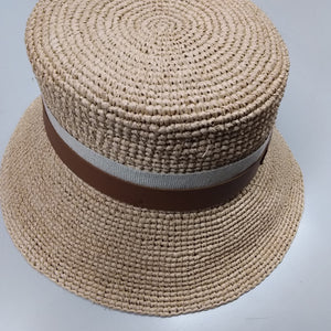 Catarzi donna, cappello raffia con nastro pelle