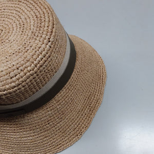 Catarzi donna, cappello raffia con nastro pelle