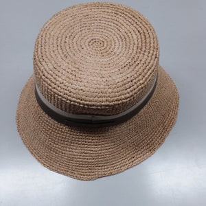 Catarzi donna, cappello raffia con nastro pelle