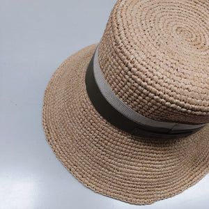 Catarzi donna, cappello raffia con nastro pelle