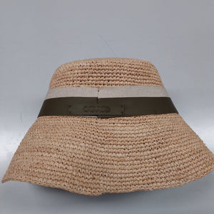 Catarzi donna, cappello raffia con nastro pelle